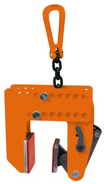 VNMAW Bild 2 grau orange Clamp de ridicare ajustabil (0.5 - 20 mm) cu paduri VNMAW pentru placi de metal | PeWag - Unilift